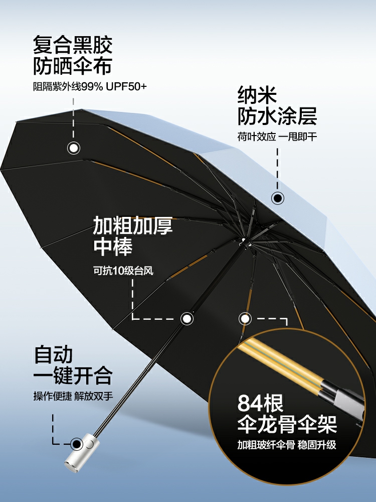 Deštník A Dešťové Vybavení |  Automatický Deštník, Slunečník Pro Ženy, Dvoufázový, Zvětšený, Zesílený, Ochrana Proti Slunci, Uv Ochrana, Pánský Velký. Deštník A Dešťové Vybavení Deštník A Dešťové Vybavení